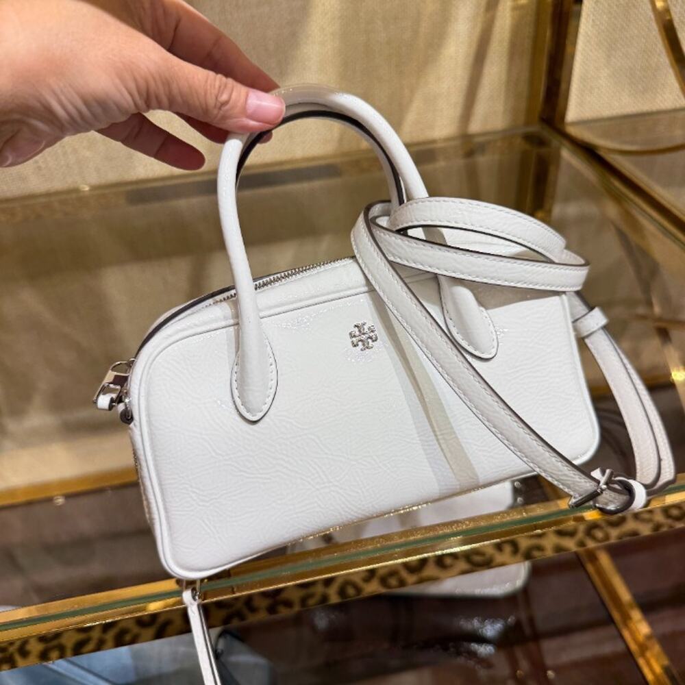 Tory Burch Rory Crinkle Mini Box Crossbody 180497 Cirrus Cloud $400